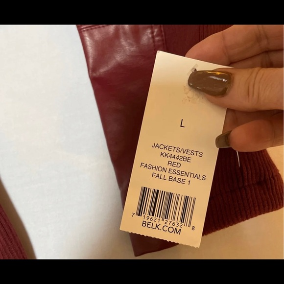 New Directions Moto Red Faux Leather Jacket - Picture 10 of 10